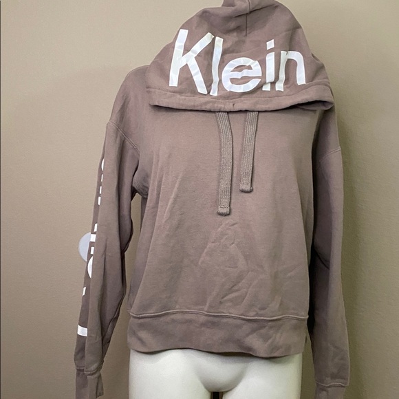 Calvin Klein Jeans tan logo graphic statement hoodie 🖤🖤M - Picture 7 of 11
